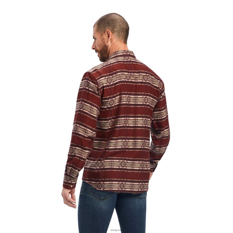 RJ66P1254 chemise rétro coupe hendrie Ariat hauts acajou cerise Hommes