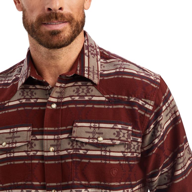 RJ66P1254 chemise rétro coupe hendrie Ariat hauts acajou cerise Hommes