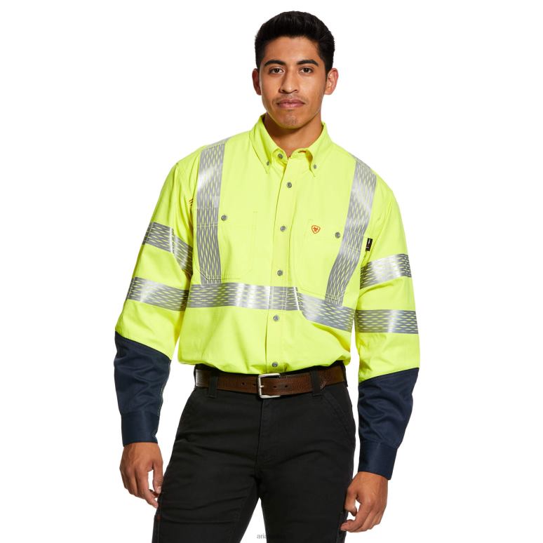 RJ66P1289 fr chemise de travail haute visibilité Ariat hauts jaune haute visibilité Hommes