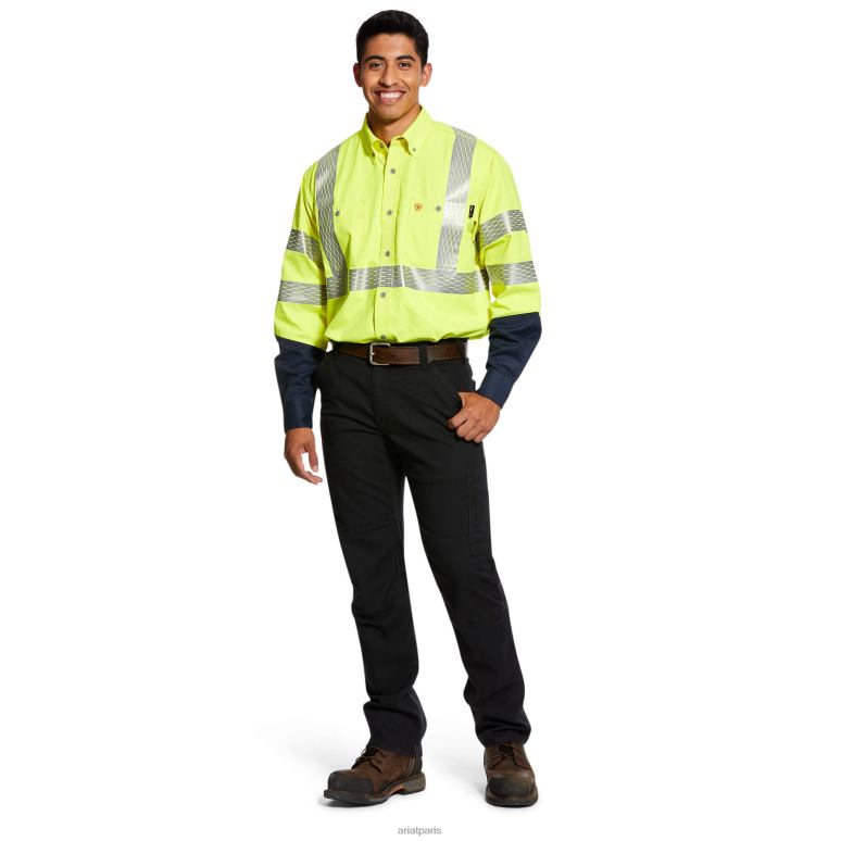 RJ66P1289 fr chemise de travail haute visibilité Ariat hauts jaune haute visibilité Hommes