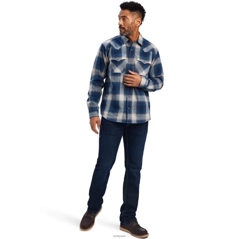 RJ66P1293 chemise coupe rétro halston Ariat hauts tour Eiffel Hommes