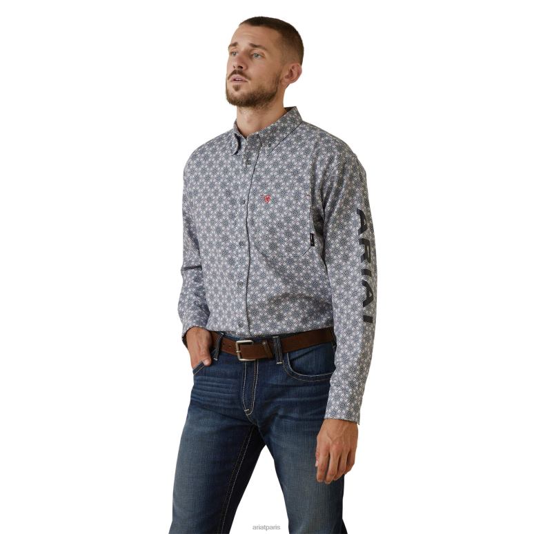 RJ66P1303 chemise de travail stretch à logo fr amato Ariat hauts imprimé lavande Hommes