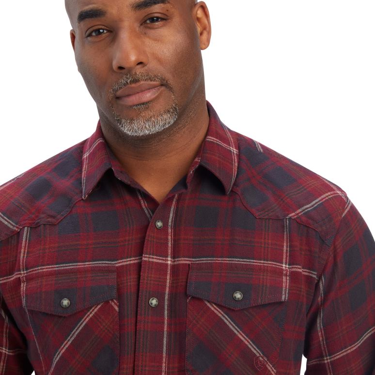 RJ66P1307 chemise coupe rétro bruyère Ariat hauts fantôme Hommes