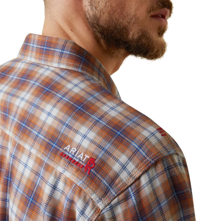 RJ66P1315 fr chemise de travail à bouton-pression avec logo Bentley Ariat hauts plaid marmelade Hommes