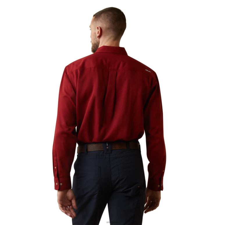 RJ66P1318 chemise de travail inhérente fr air Ariat hauts bruyère rouge Hommes
