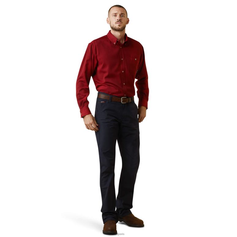 RJ66P1318 chemise de travail inhérente fr air Ariat hauts bruyère rouge Hommes