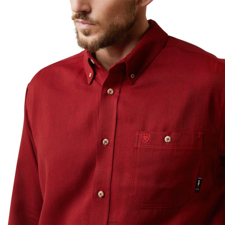 RJ66P1318 chemise de travail inhérente fr air Ariat hauts bruyère rouge Hommes