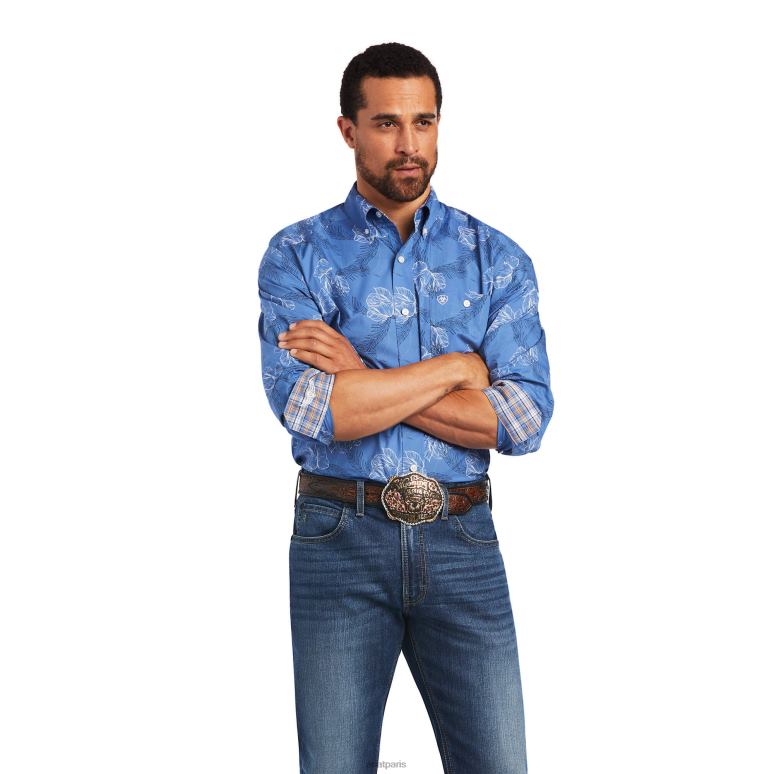 RJ66P1343 chemise coupe classique extensible Relentless Headway Ariat hauts bleu hollandais Hommes