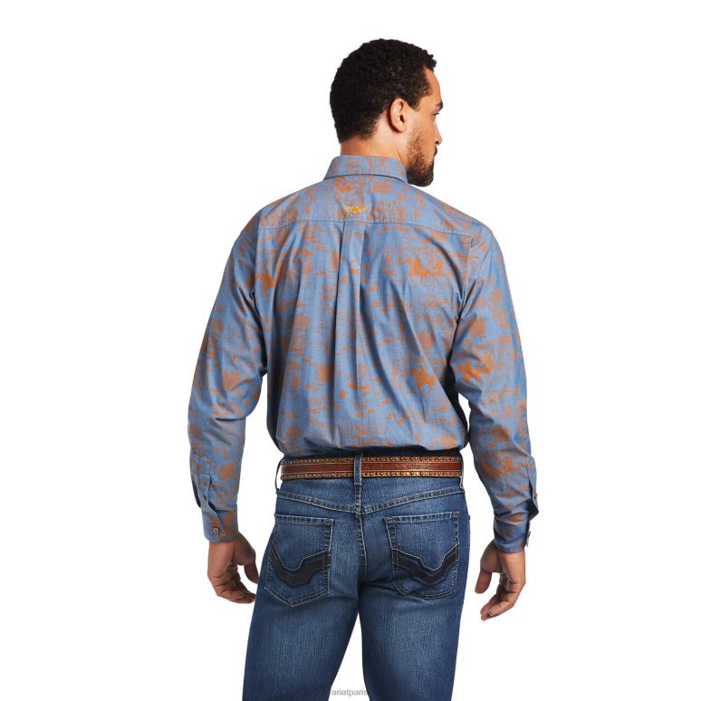 RJ66P1358 chemise coupe classique stretch en cordage implacable Ariat hauts bleu bakélite Hommes