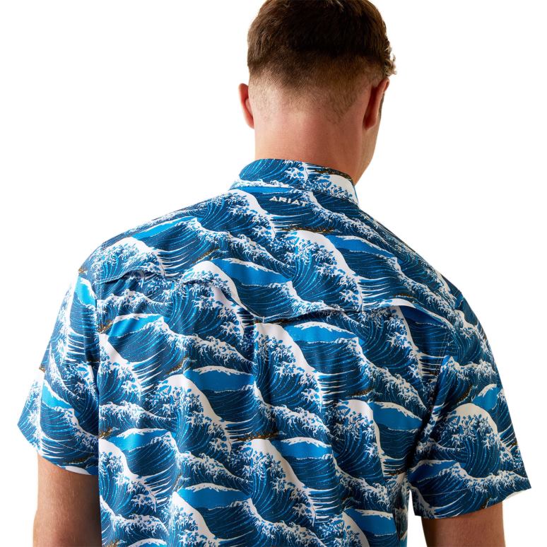 RJ66P1362 venttek western aloha chemise ajustée Ariat hauts océan hawaïen Hommes