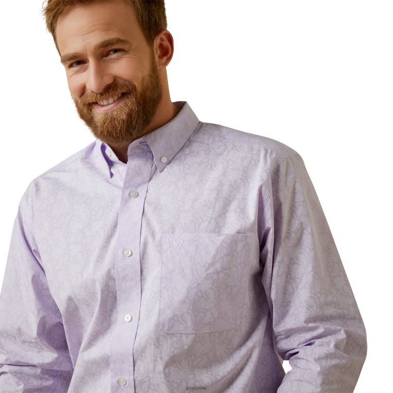 RJ66P1367 chemise ajustée murray Ariat hauts lilas Hommes