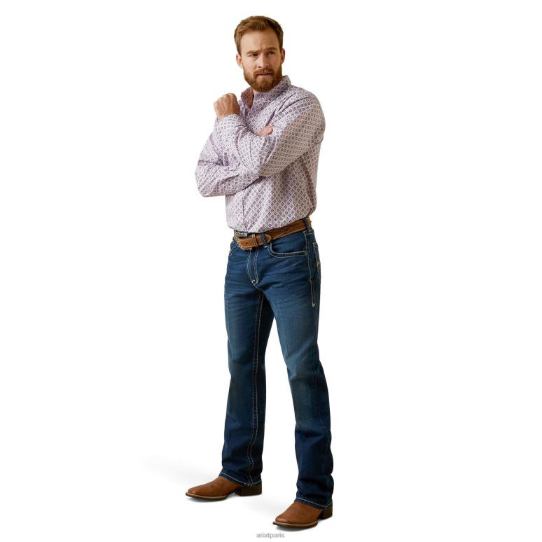 RJ66P1370 chemise ajustée Merrick Ariat hauts lilas Hommes