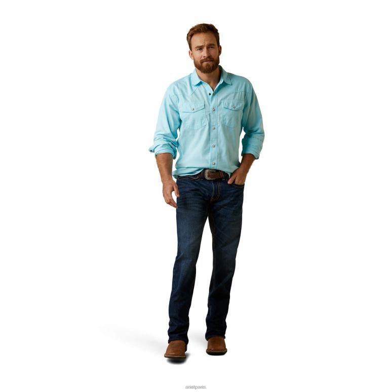 RJ66P1373 chemise coupe rétro ace Ariat hauts aquatique Hommes