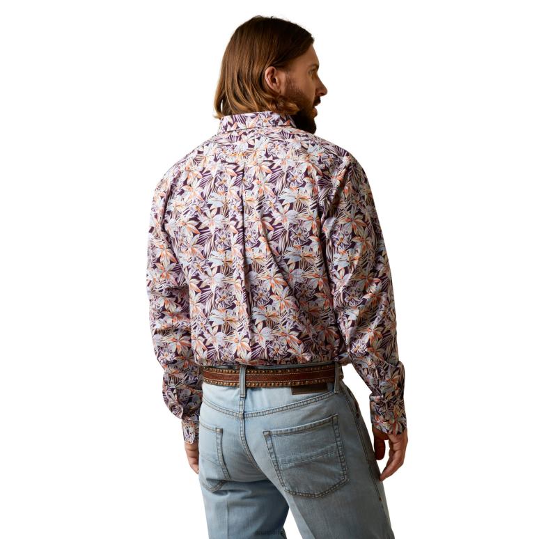 RJ66P1375 chemise ajustée monte Ariat hauts violet Hommes