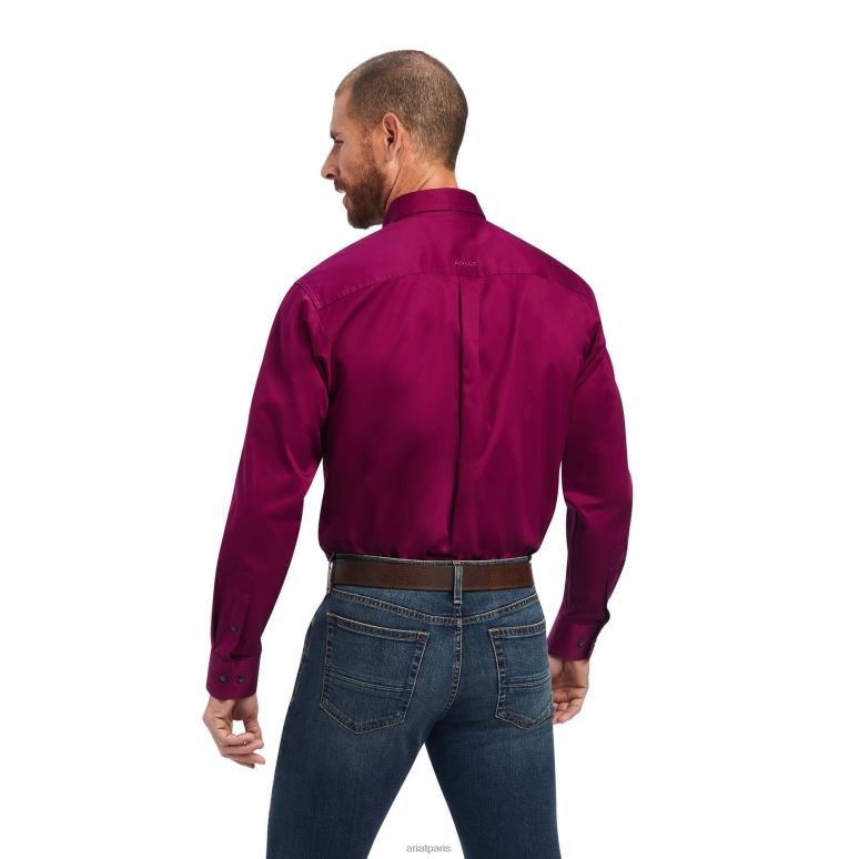 RJ66P1384 chemise coupe classique en sergé uni Ariat hauts violet magenta Hommes