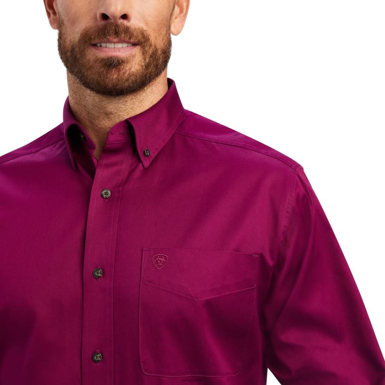 RJ66P1384 chemise coupe classique en sergé uni Ariat hauts violet magenta Hommes