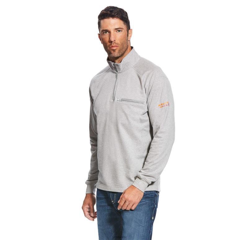 RJ66P1471 fr rev 1/4 zip haut Ariat hauts bruyère de renard argenté Hommes