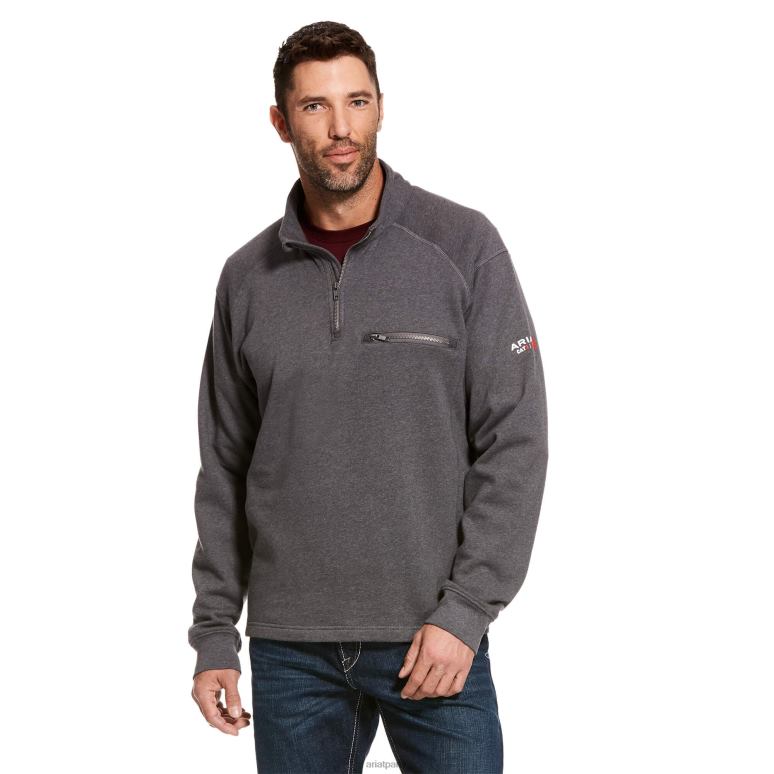 RJ66P1479 fr rev 1/4 zip haut Ariat hauts bruyère au charbon de bois Hommes