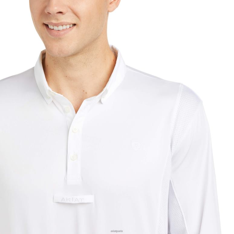 RJ66P1677 chemise de concours à manches longues tek Ariat hauts blanc Hommes