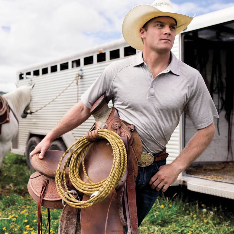 RJ66P577 polo tek Ariat hauts doublure argentée Hommes