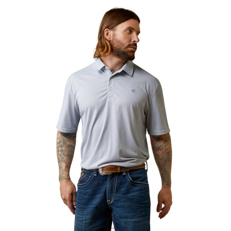RJ66P593 polo imprimé sur l'ensemble Ariat hauts gris moyen Hommes