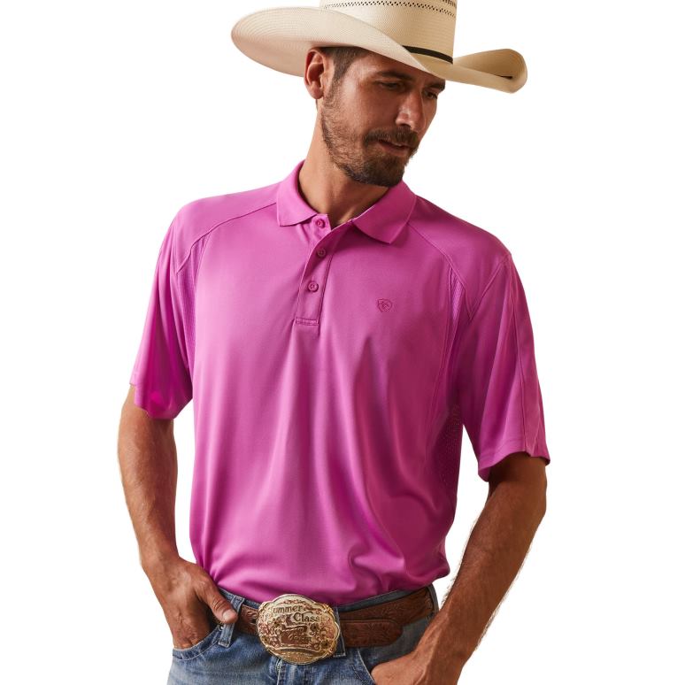 RJ66P598 ac-polo Ariat hauts orchidée Hommes