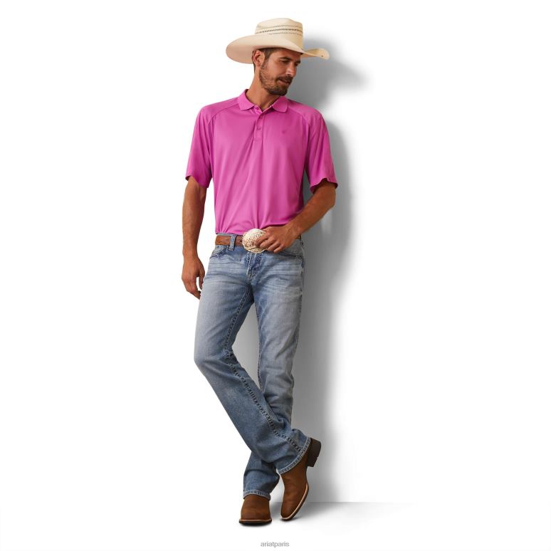 RJ66P598 ac-polo Ariat hauts orchidée Hommes