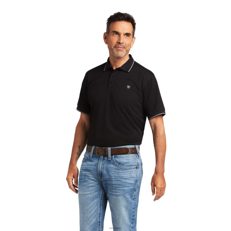 RJ66P613 polo ajusté à logo Ariat hauts noir Hommes