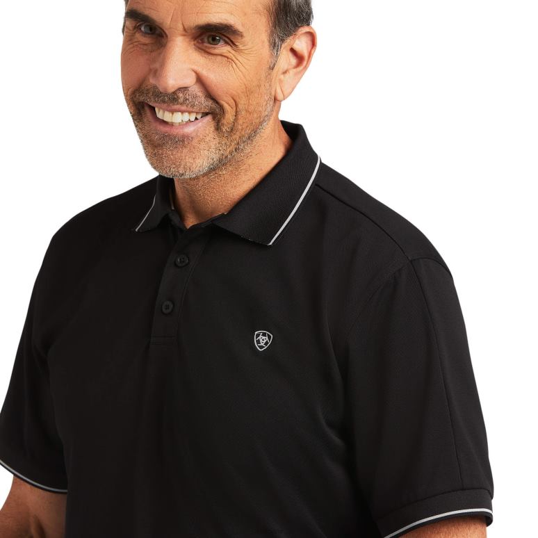 RJ66P613 polo ajusté à logo Ariat hauts noir Hommes