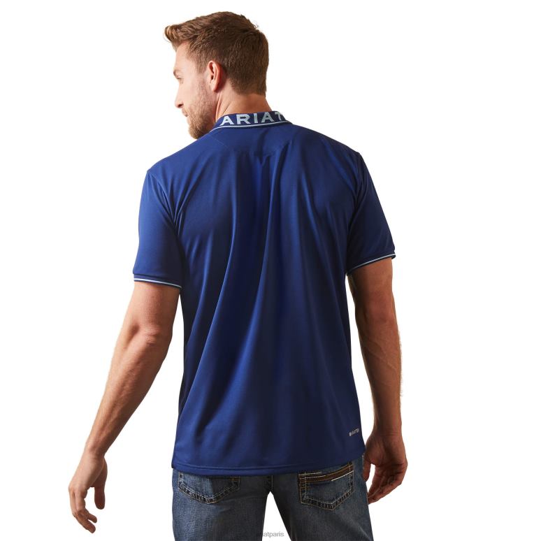 RJ66P640 polo ajusté à logo Ariat hauts bleu averse Hommes