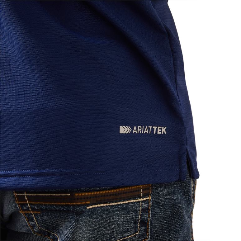RJ66P640 polo ajusté à logo Ariat hauts bleu averse Hommes