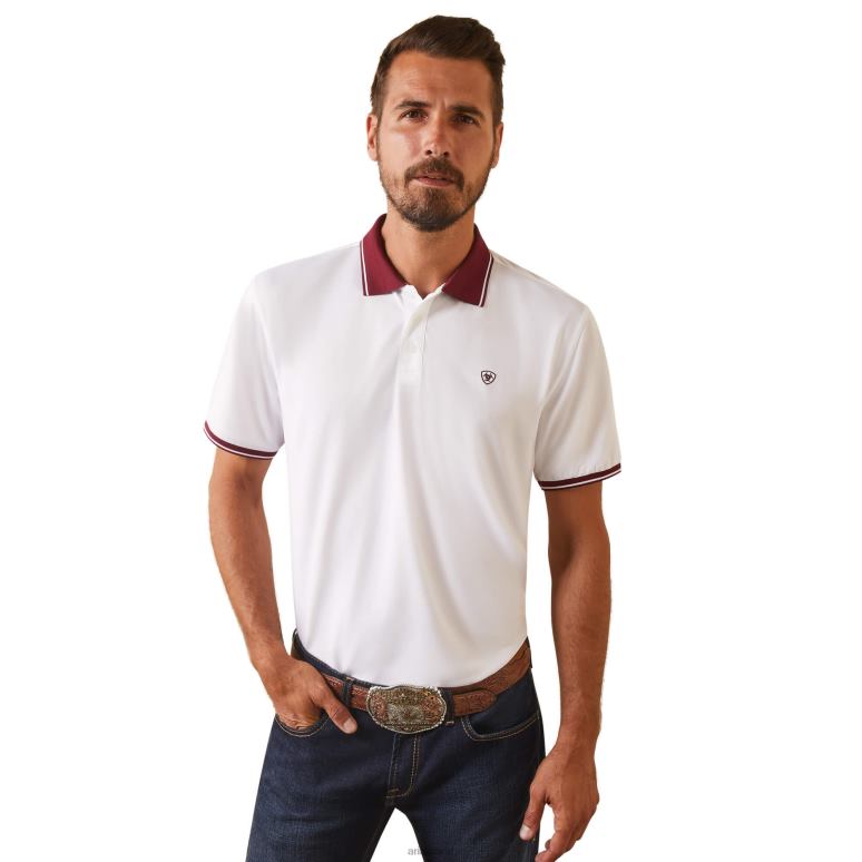 RJ66P727 polo ajusté à logo Ariat hauts blanc Hommes