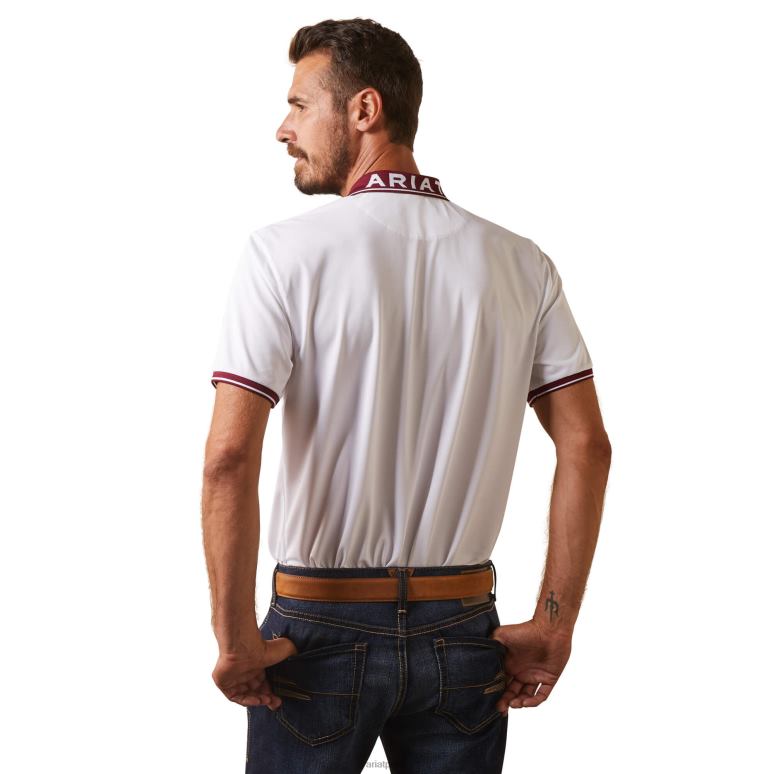 RJ66P727 polo ajusté à logo Ariat hauts blanc Hommes