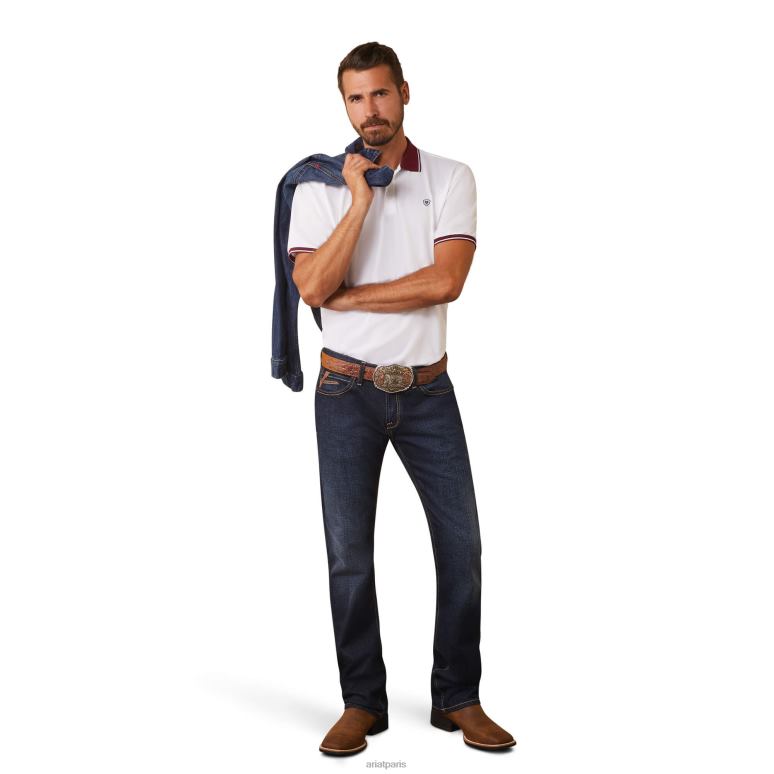 RJ66P727 polo ajusté à logo Ariat hauts blanc Hommes