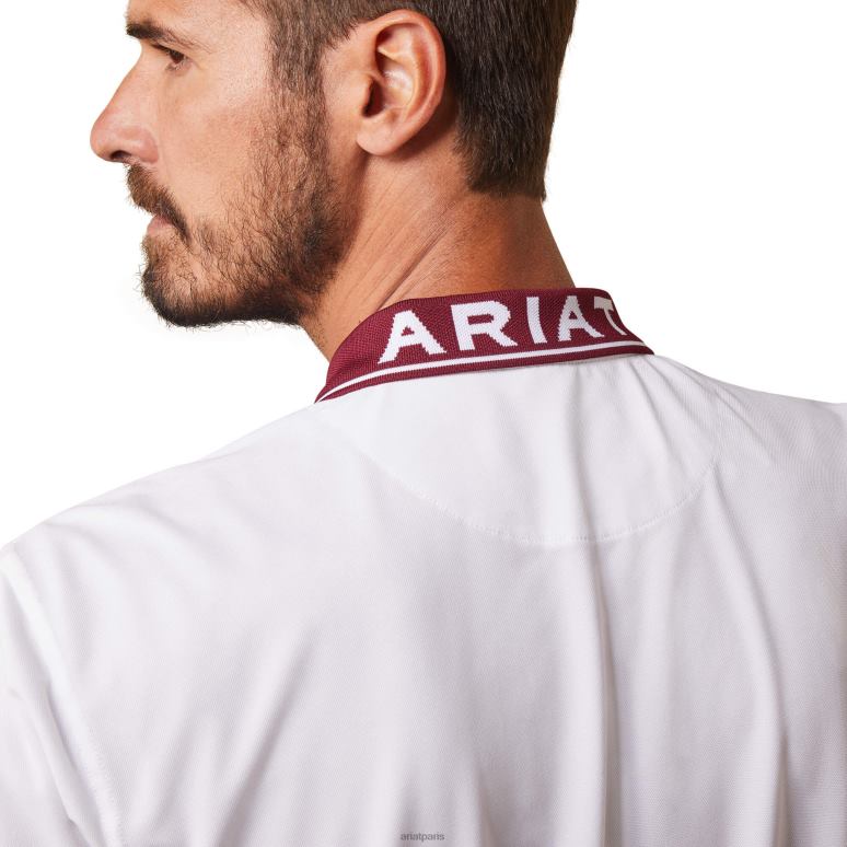 RJ66P727 polo ajusté à logo Ariat hauts blanc Hommes