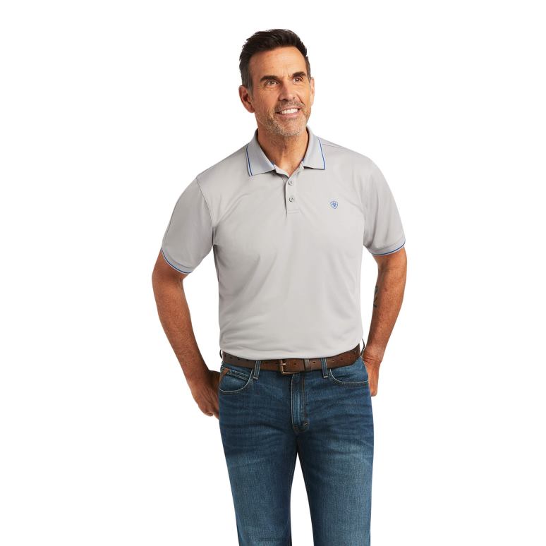 RJ66P741 polo ajusté à logo Ariat hauts doublure argentée Hommes