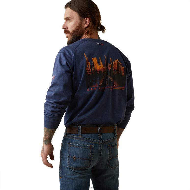 RJ66P807 FR Air Refinery - Haut Henley à imprimé Row Ariat hauts chiné marine Hommes