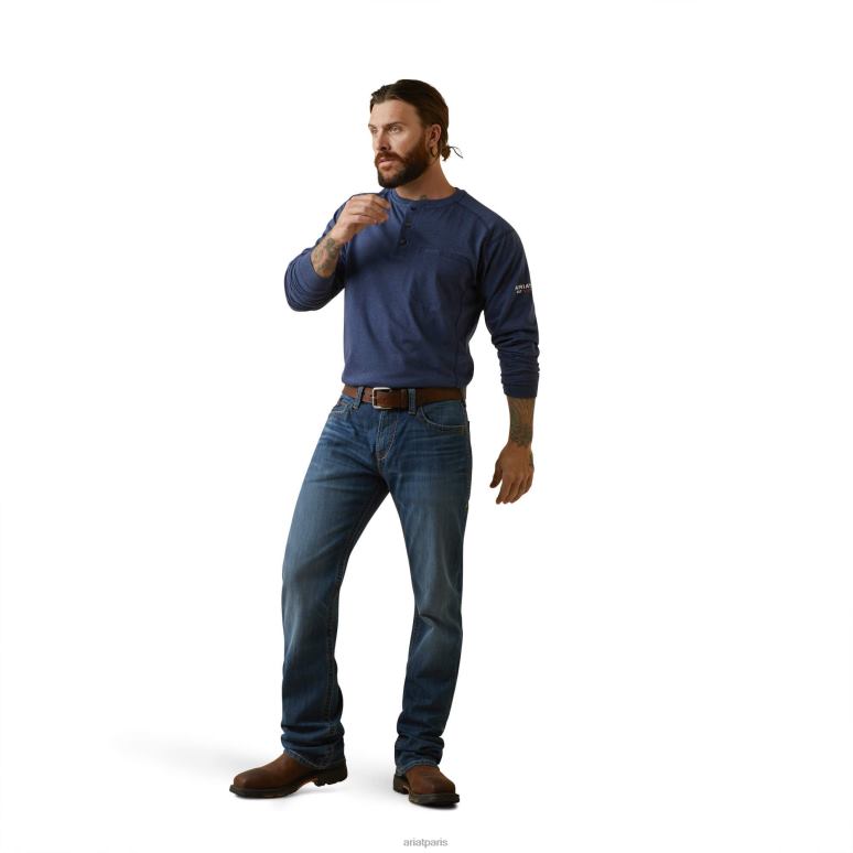 RJ66P807 FR Air Refinery - Haut Henley à imprimé Row Ariat hauts chiné marine Hommes