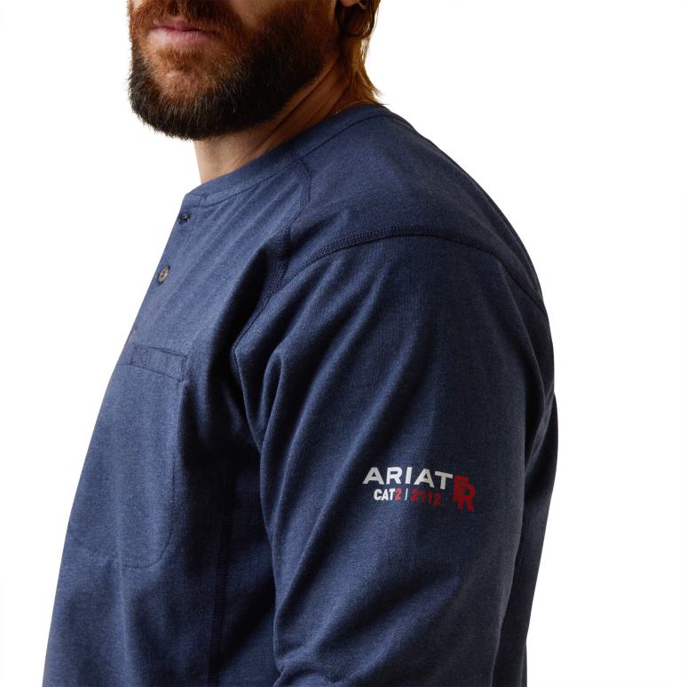 RJ66P807 FR Air Refinery - Haut Henley à imprimé Row Ariat hauts chiné marine Hommes