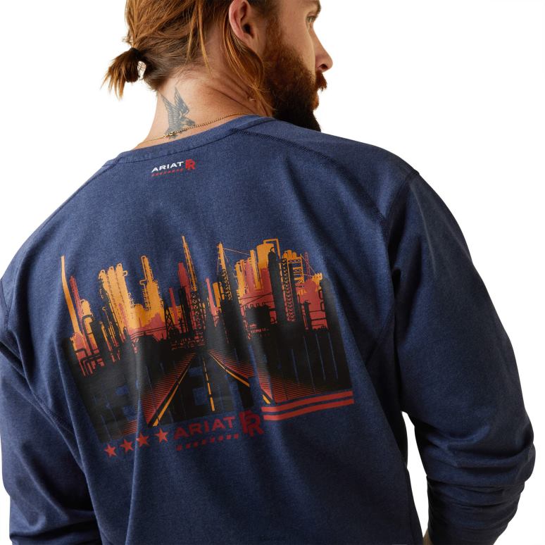 RJ66P807 FR Air Refinery - Haut Henley à imprimé Row Ariat hauts chiné marine Hommes