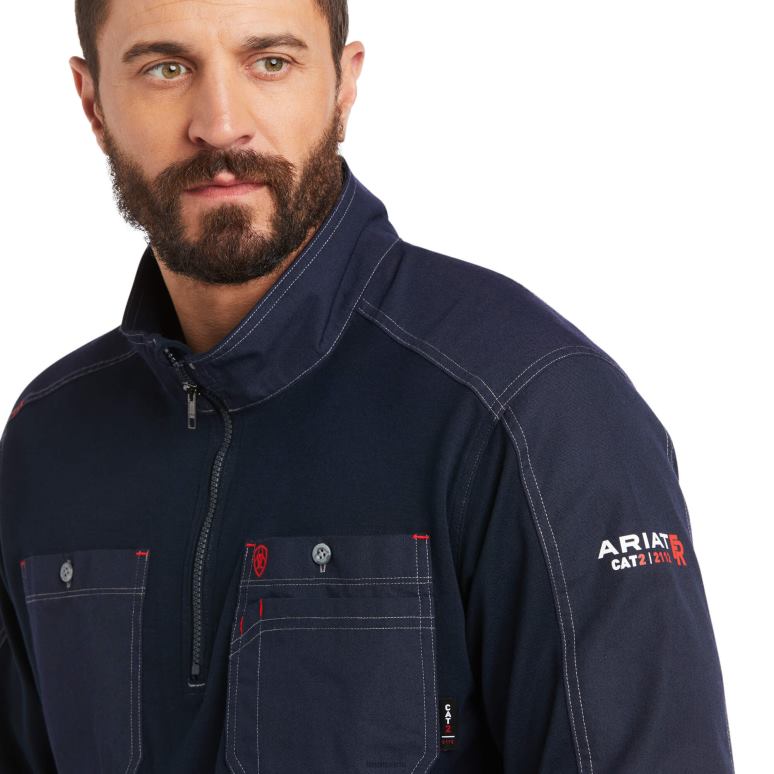 RJ66P816 fr chemise de travail duralight 1/4 zip Ariat hauts marine Hommes