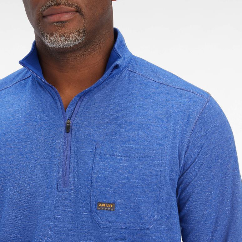 RJ66P853 chemise à fermeture éclair 1/4 pour fondation de barres d'armature Ariat hauts outremer profond Hommes