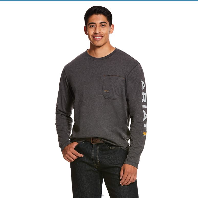 RJ66P859 logo d'ouvrier de barres d'armature Ariat hauts bruyère au charbon de bois Hommes