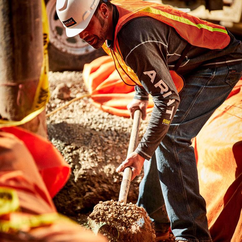 RJ66P859 logo d'ouvrier de barres d'armature Ariat hauts bruyère au charbon de bois Hommes