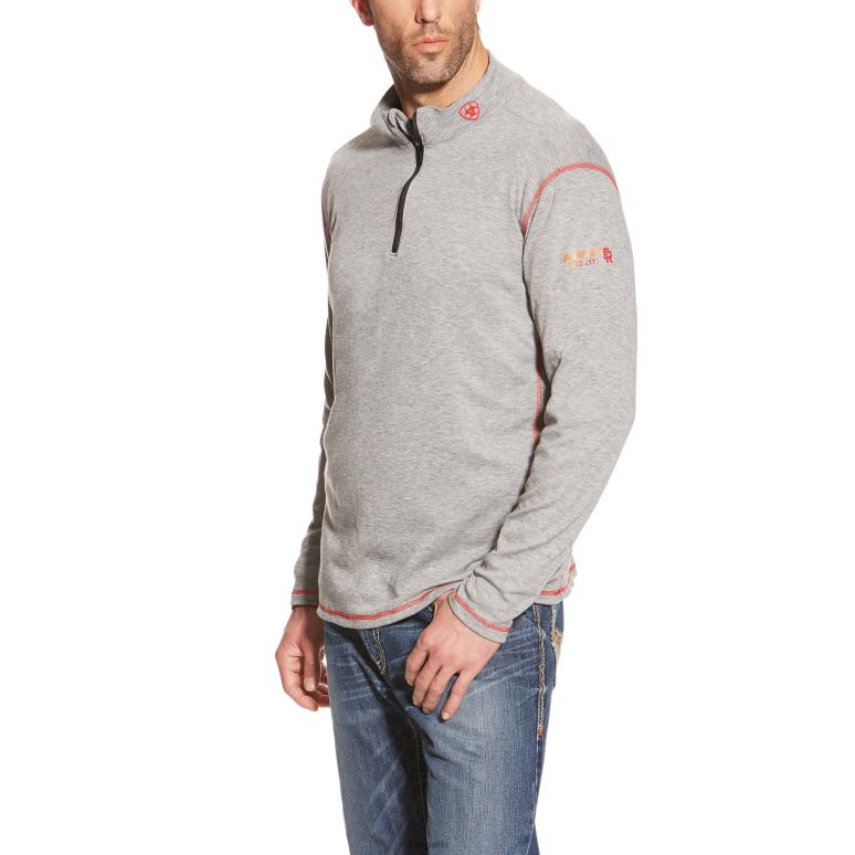 RJ66P879 fr polartec 1/4 zip haut Ariat hauts gris clair Hommes