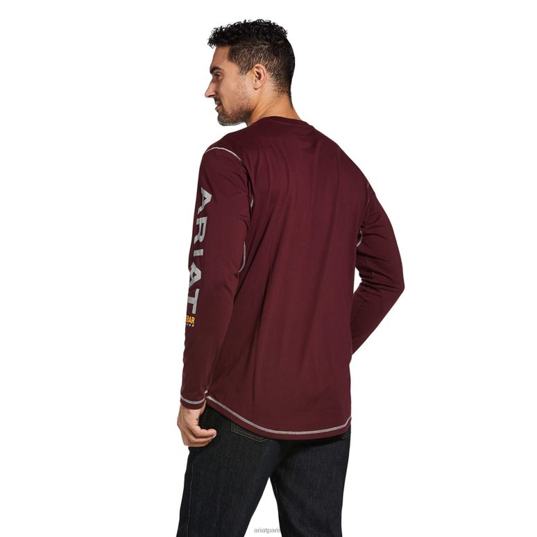 RJ66P882 logo d'ouvrier de barres d'armature Ariat hauts malbec Hommes