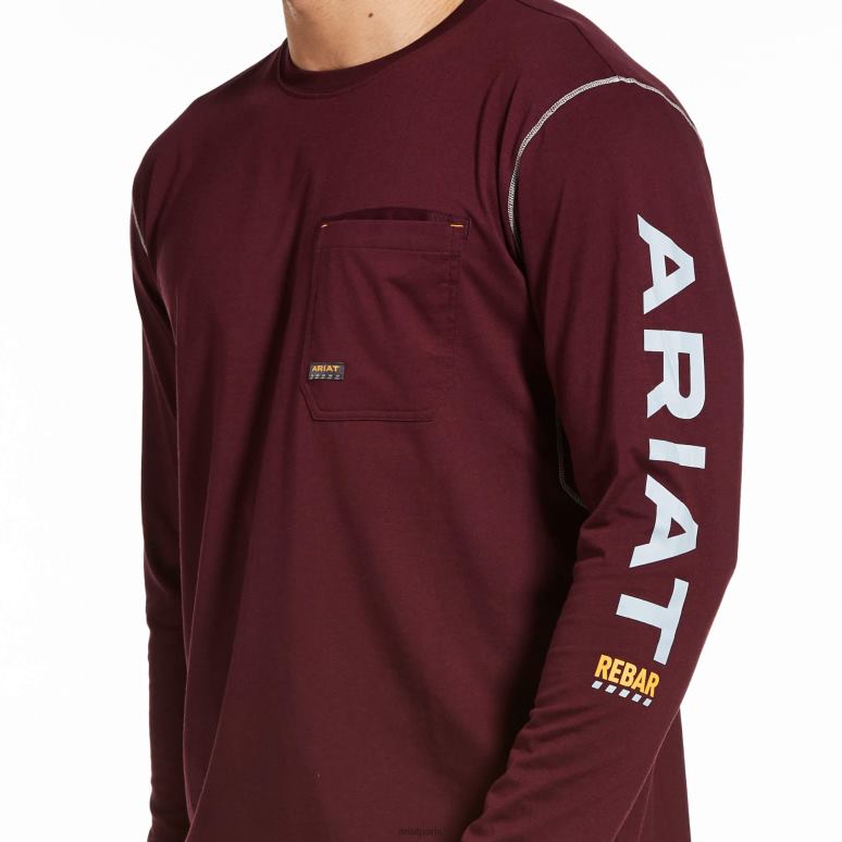 RJ66P882 logo d'ouvrier de barres d'armature Ariat hauts malbec Hommes