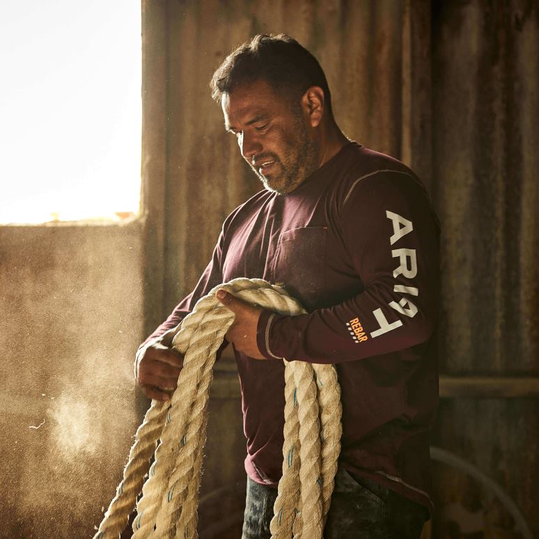 RJ66P882 logo d'ouvrier de barres d'armature Ariat hauts malbec Hommes