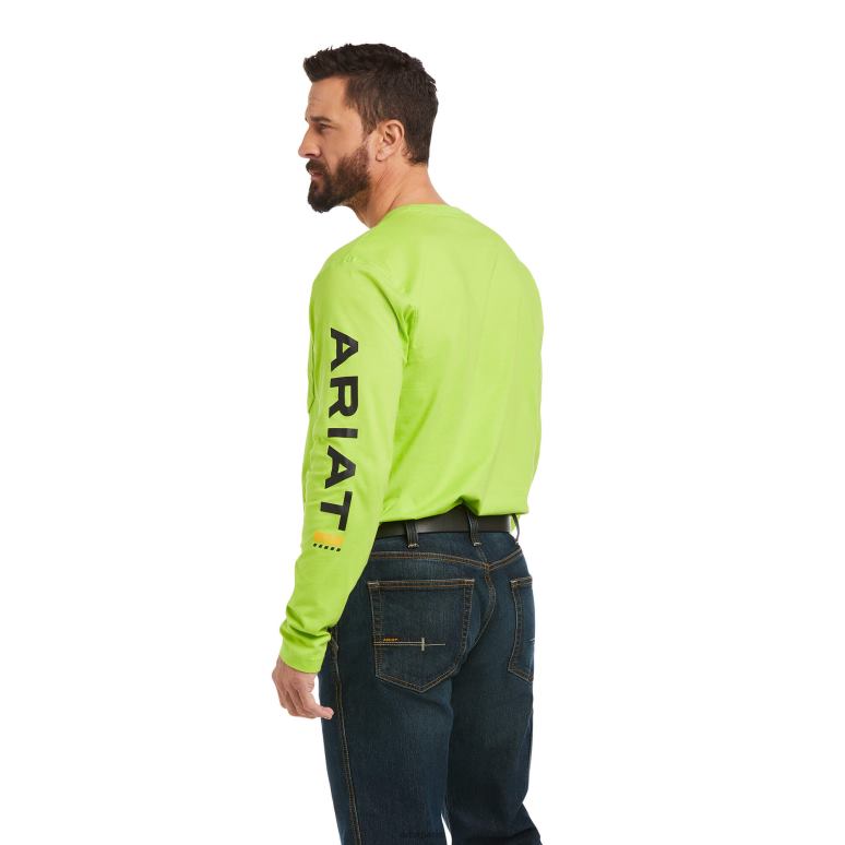 RJ66P898 logo d'ouvrier de barres d'armature Ariat hauts citron vert chiné/noir Hommes
