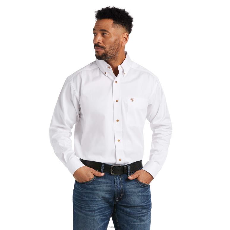 RJ66P939 chemise coupe classique en sergé uni Ariat hauts blanc Hommes